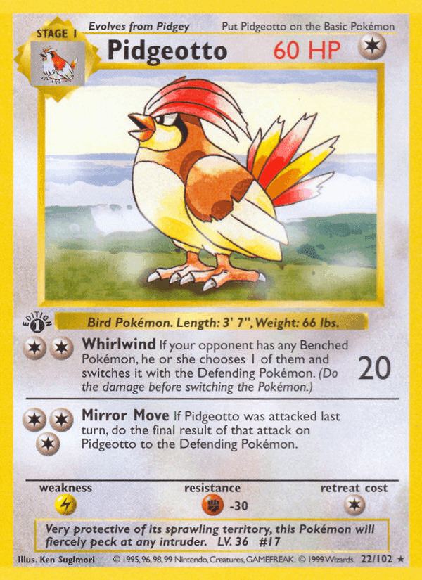Pidgeotto, carta 22 da expansão Coleção Básica