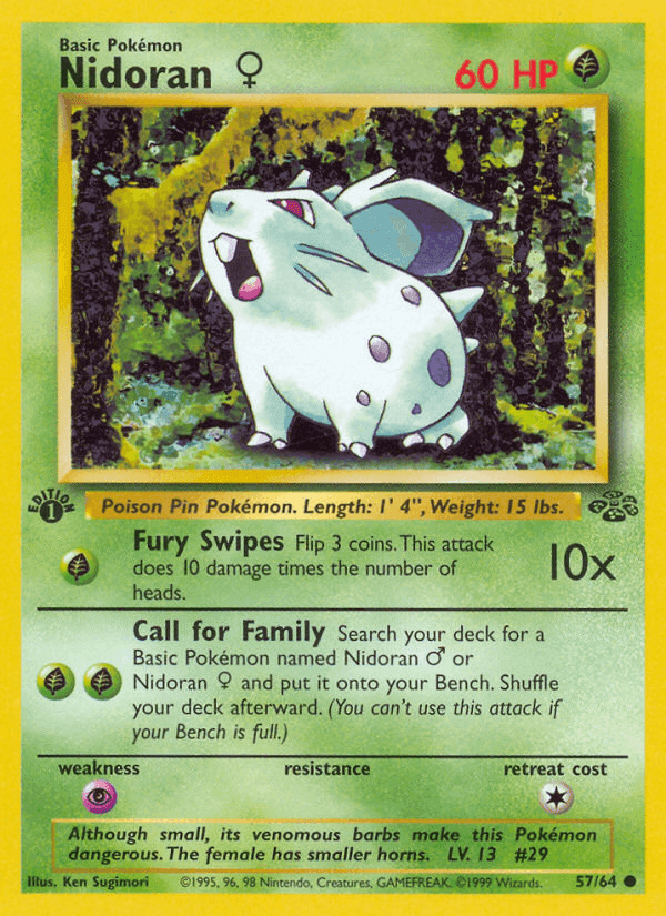 Nidoran♀, carta 57 da expansão Selva