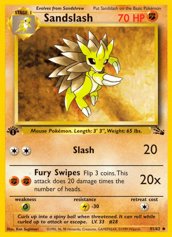 Sandslash, carta 41 da expansão Fóssil