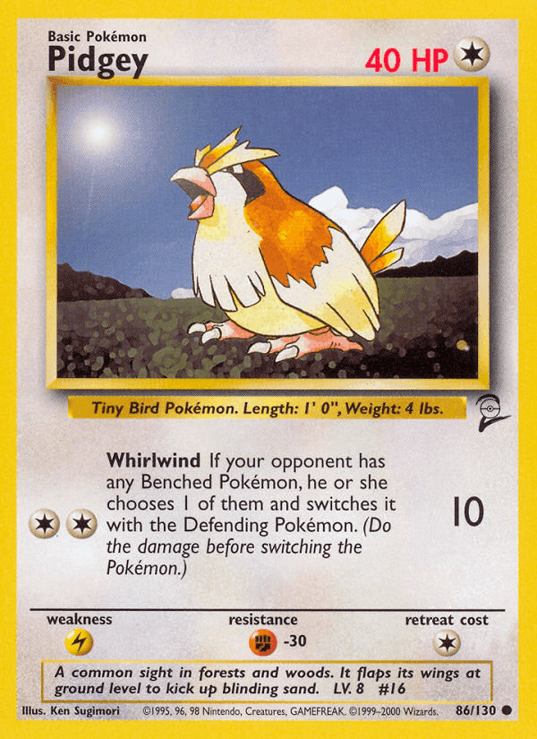Pidgey, carta 86 da expansão Base Set 2
