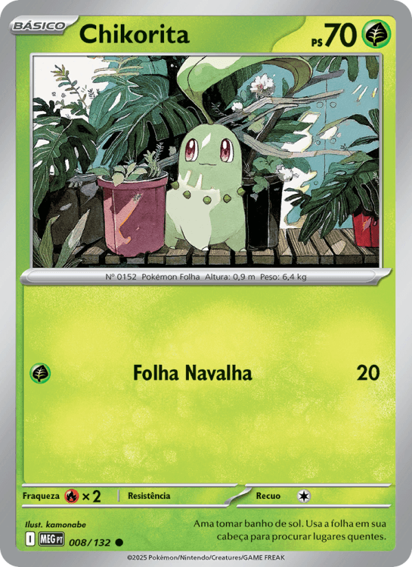 Chikorita, carta 008 da expansão Mega Evolução