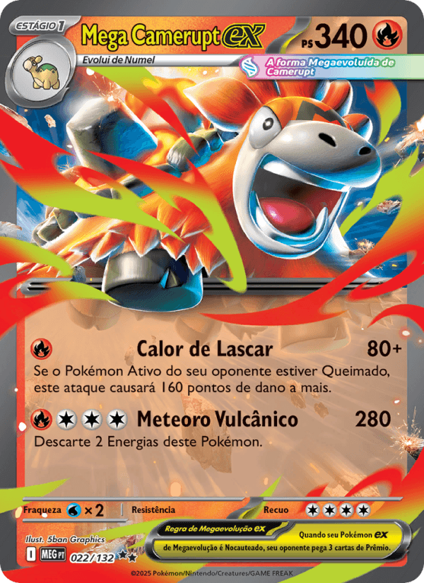Mega Camerupt ex, carta 022 da expansão Mega Evolução