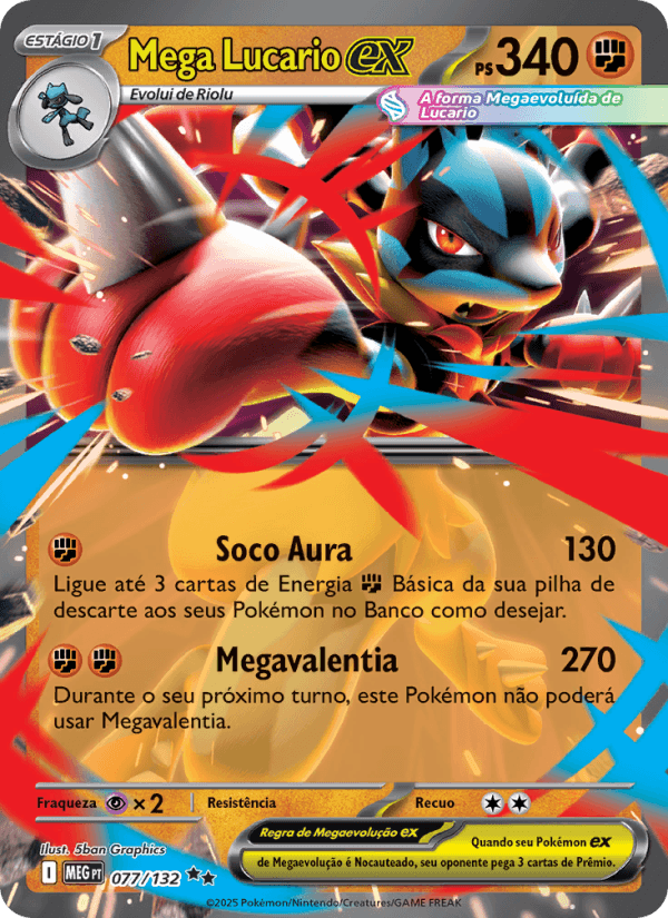 Mega Lucario ex, carta 077 da expansão Mega Evolução