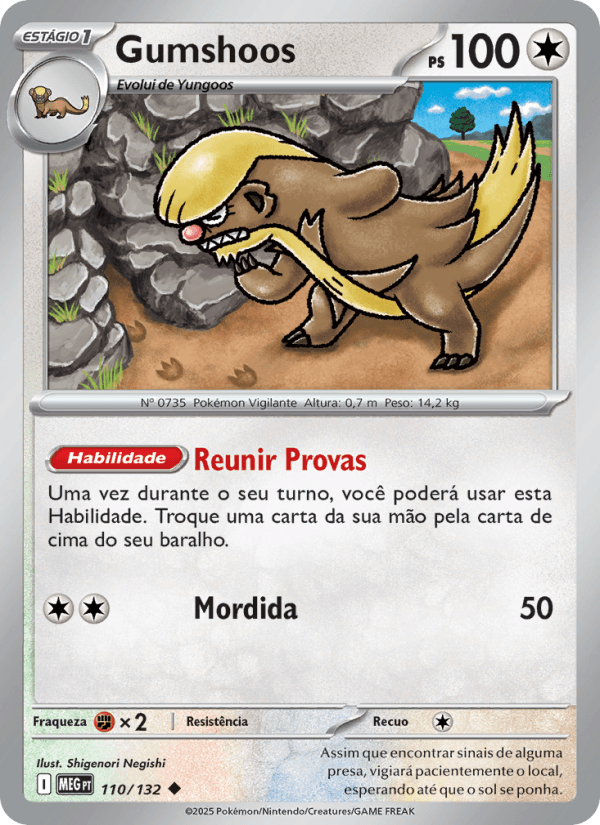 Gumshoos, carta 110 da expansão Mega Evolução