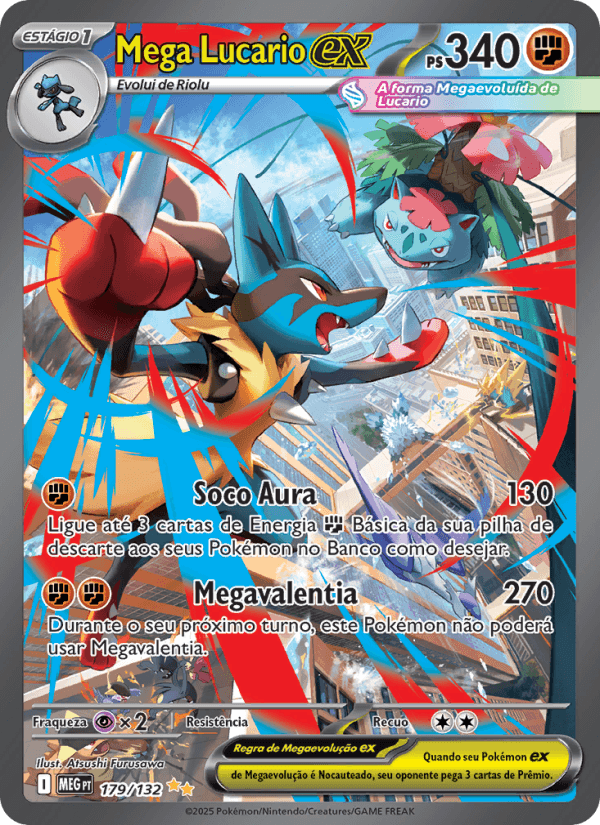 Mega Lucario ex, carta 179 da expansão Mega Evolução