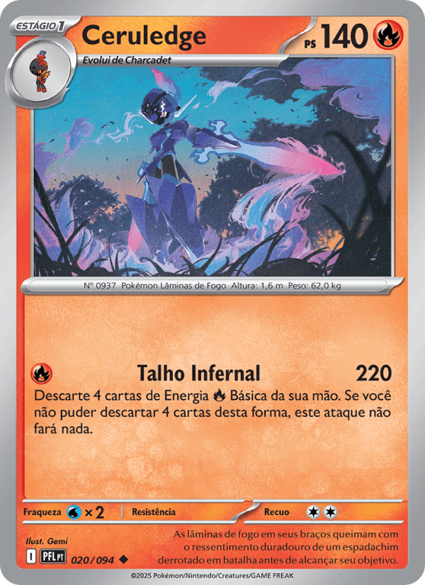 Ceruledge, carta 020 da expansão Fogo Fantasmagórico