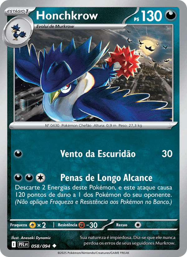 Honchkrow, carta 058 da expansão Fogo Fantasmagórico