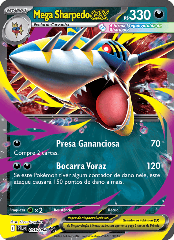 Mega Sharpedo ex, carta 061 da expansão Fogo Fantasmagórico