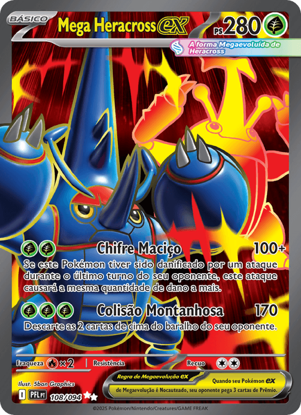 Mega Heracross ex, carta 108 da expansão Fogo Fantasmagórico