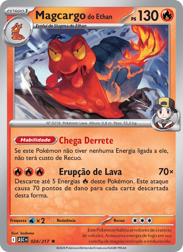 Magcargo do Ethan, carta 024 da expansão Heróis Excelsos