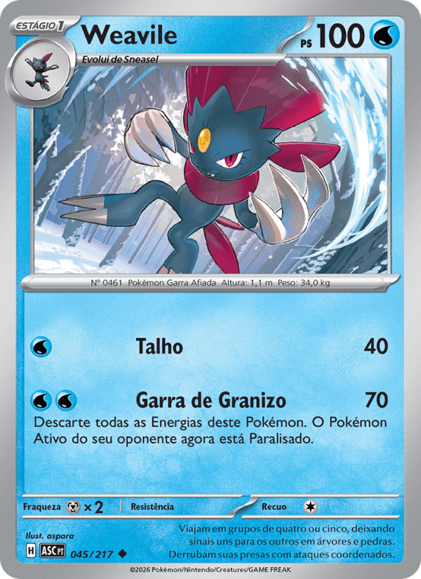 Weavile, carta 045 da expansão Heróis Excelsos