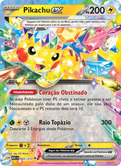 Pikachu ex — carta 057 de Heróis Excelsos