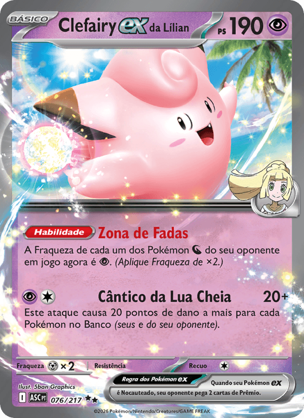 Clefairy ex da Lílian, carta 076 da expansão Heróis Excelsos