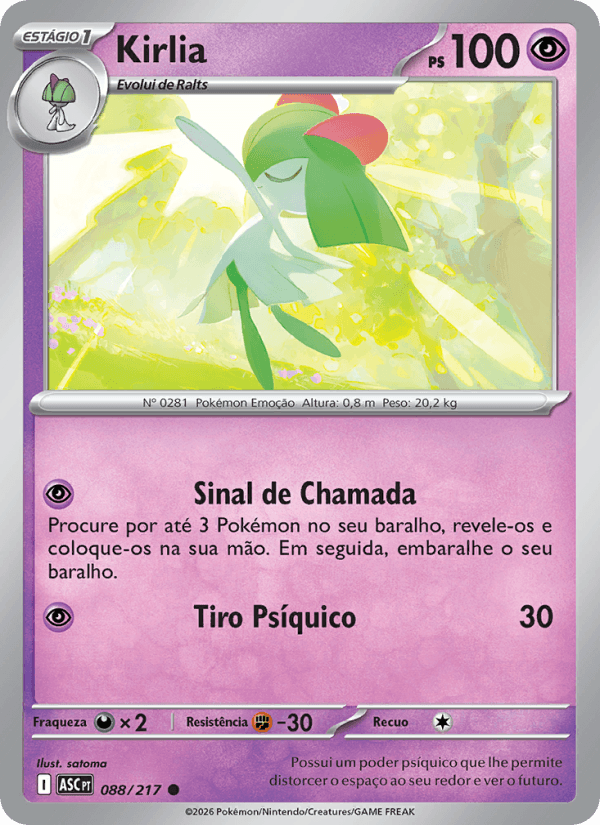 Kirlia, carta 088 da expansão Heróis Excelsos
