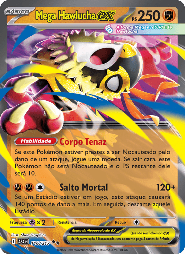 Mega Hawlucha ex, carta 116 da expansão Heróis Excelsos
