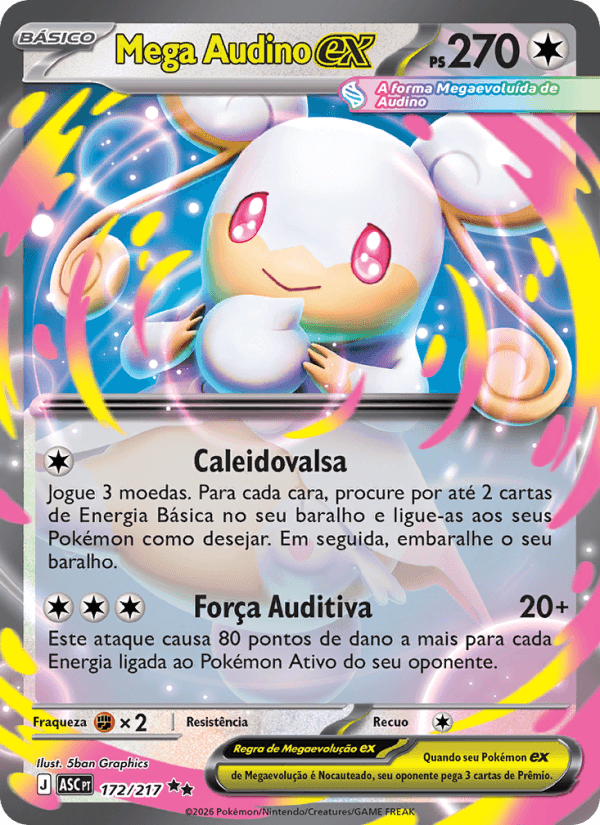 Mega Audino ex, carta 172 da expansão Heróis Excelsos