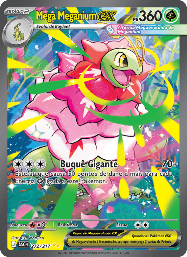 Mega Meganium ex, carta 272 da expansão Heróis Excelsos