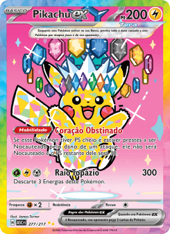 Pikachu ex — carta 277 de Heróis Excelsos