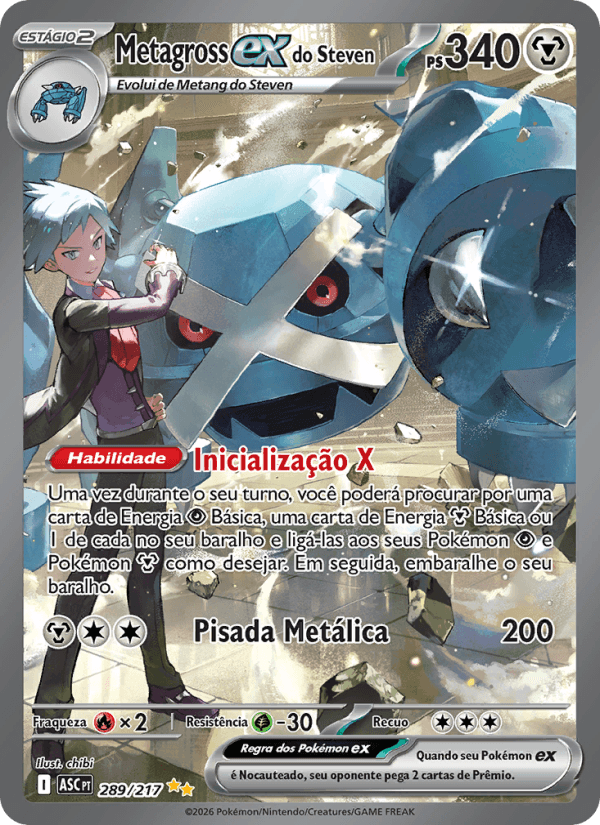 Metagross ex do Steven, carta 289 da expansão Heróis Excelsos