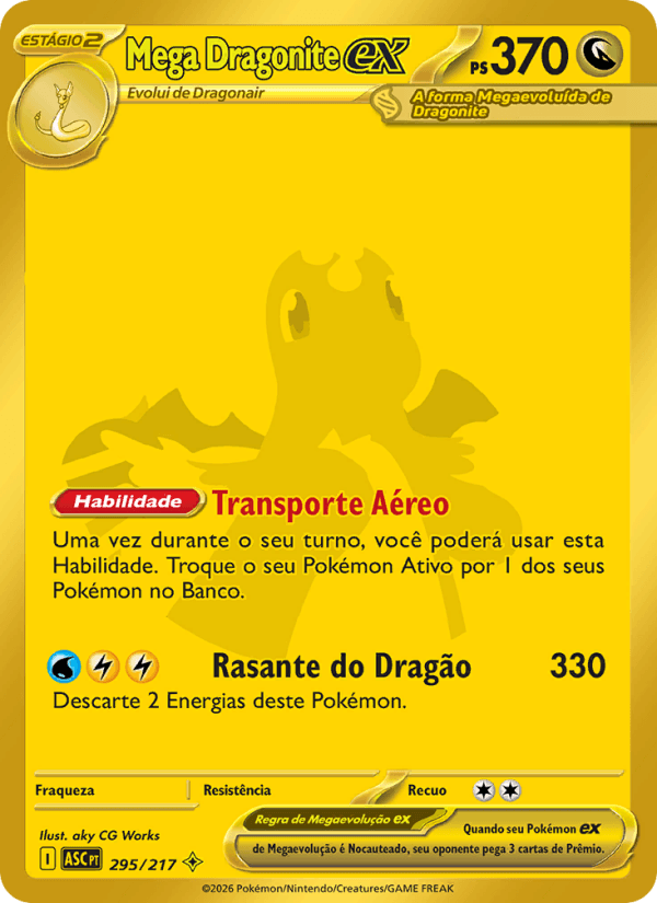 Mega Dragonite ex, carta 295 da expansão Heróis Excelsos