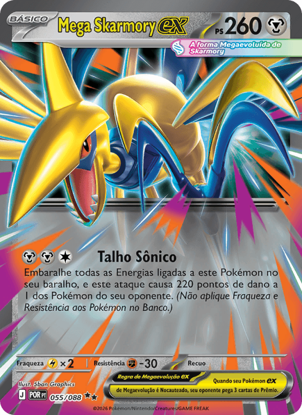 Mega Skarmory ex, carta 055 da expansão Equilíbrio Perfeito