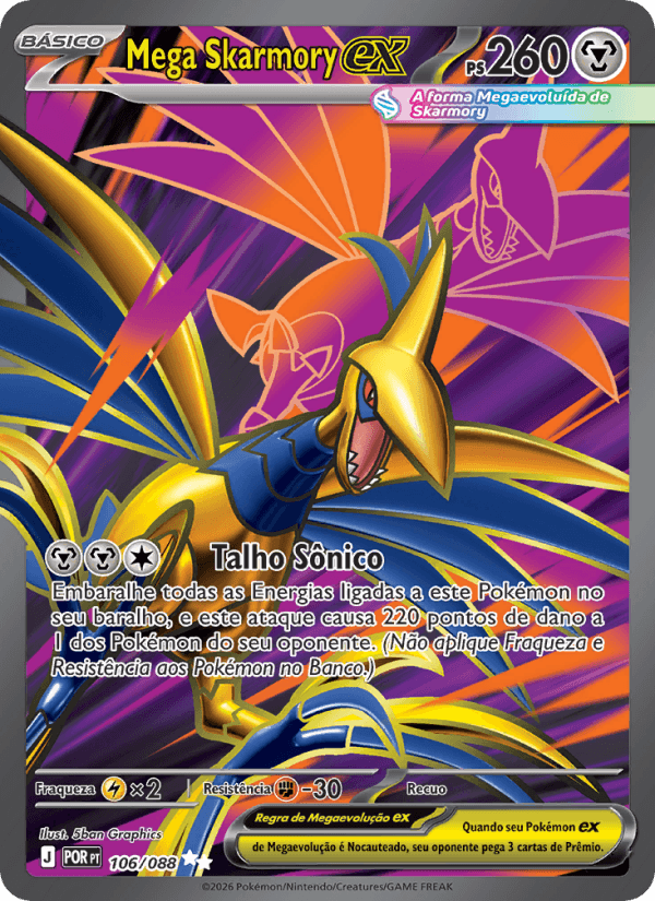 Mega Skarmory ex, carta 106 da expansão Equilíbrio Perfeito