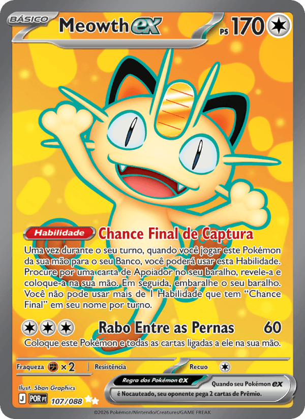 Meowth ex, carta 107 da expansão Equilíbrio Perfeito