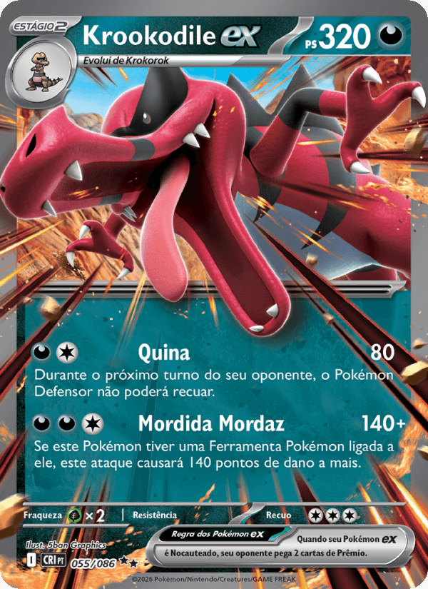 Krookodile ex, carta 055 da expansão Caos Ascendente