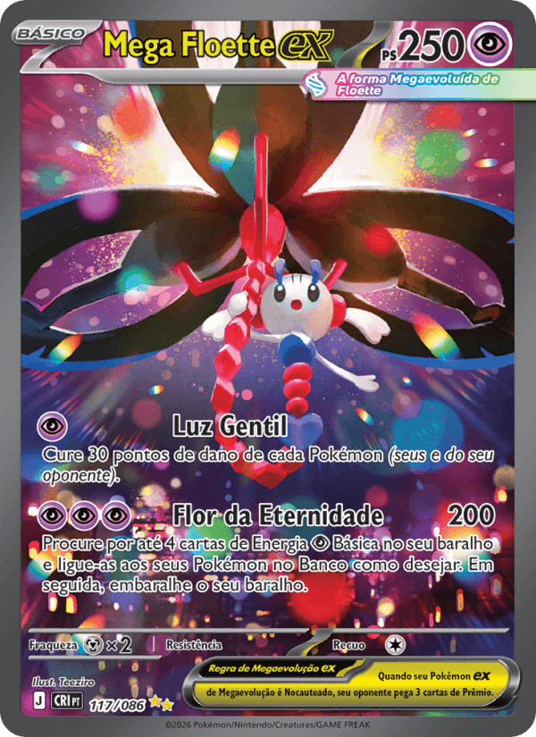 Mega Floette ex, carta 117 da expansão Caos Ascendente