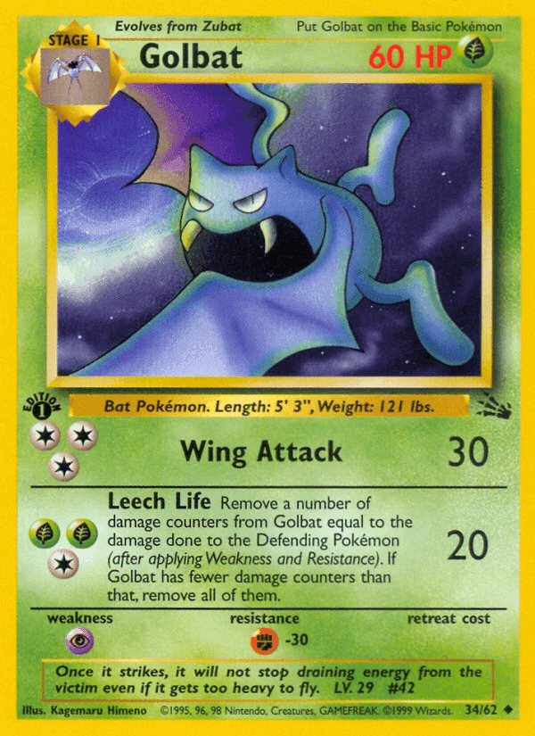 Golbat, carta 34 da expansão Fóssil