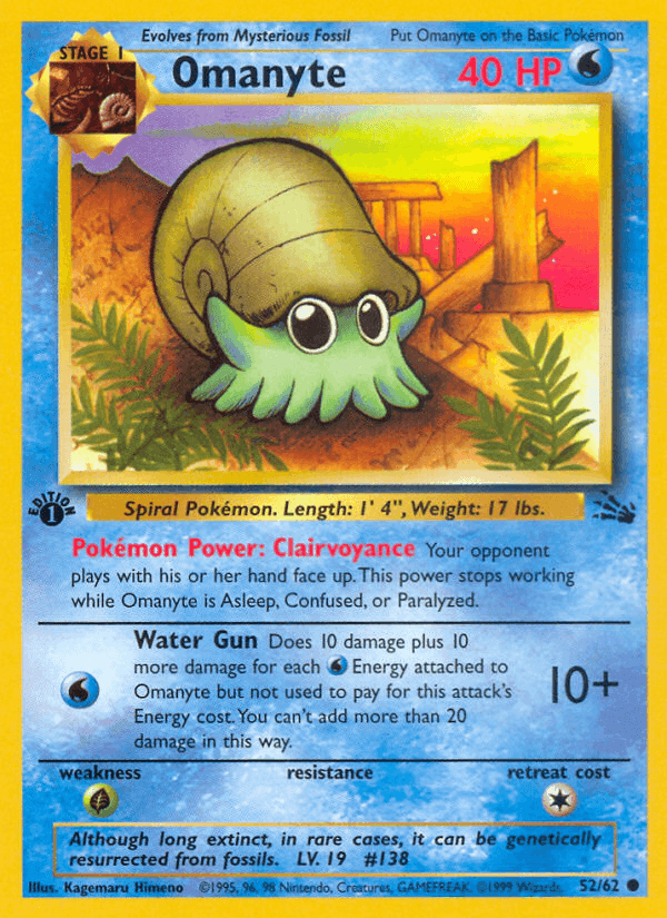 Omanyte, carta 52 da expansão Fóssil