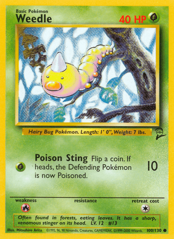Weedle, carta 100 da expansão Base Set 2