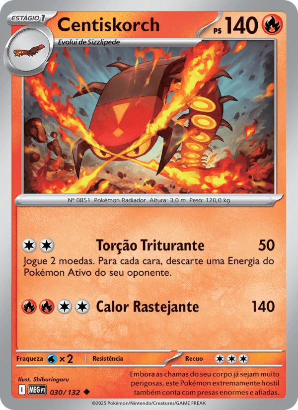 Centiskorch, carta 030 da expansão Mega Evolução