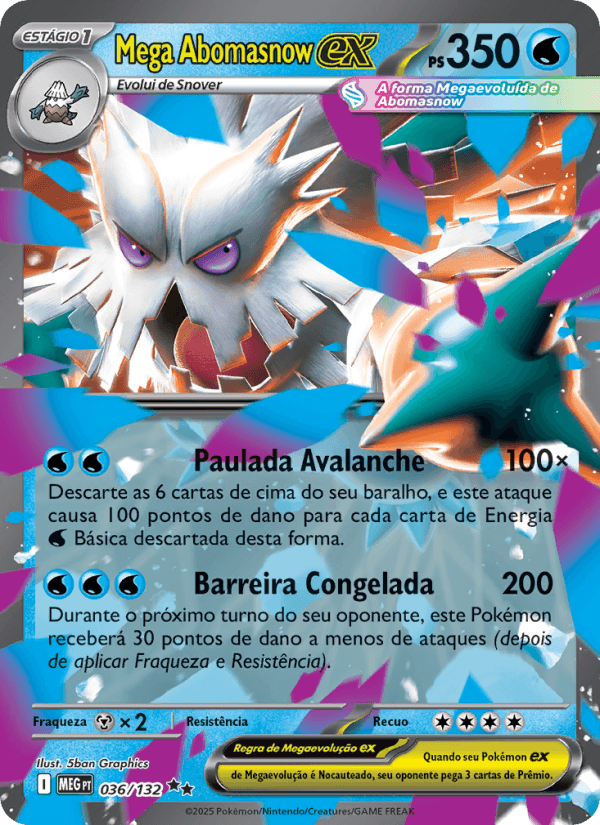Mega Abomasnow ex, carta 036 da expansão Mega Evolução