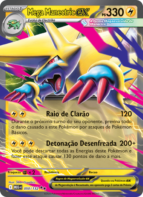 Mega Manectric ex, carta 050 da expansão Mega Evolução