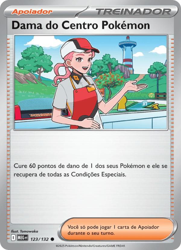Dama do Centro Pokémon, carta 123 da expansão Mega Evolução