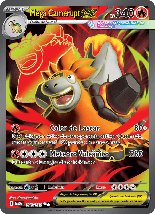 Mega Camerupt ex, carta 156 da expansão Mega Evolução