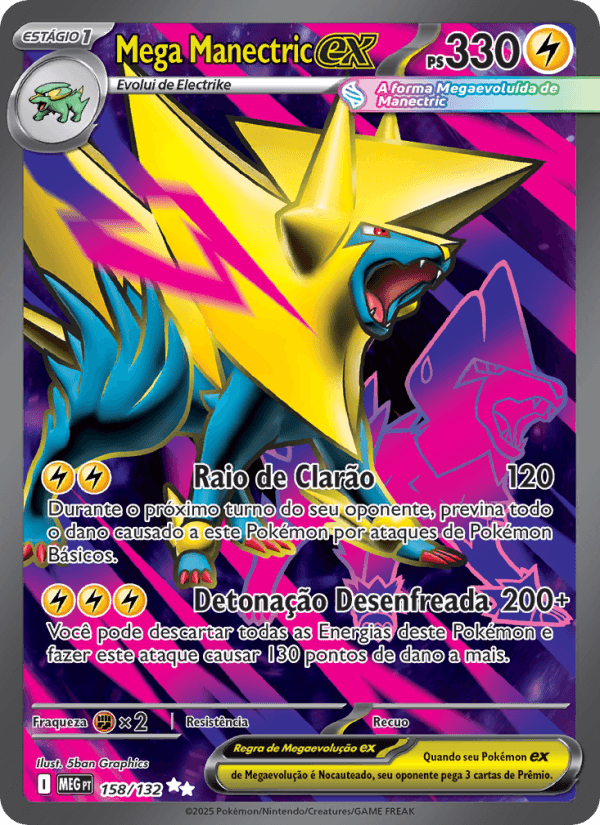Mega Manectric ex, carta 158 da expansão Mega Evolução