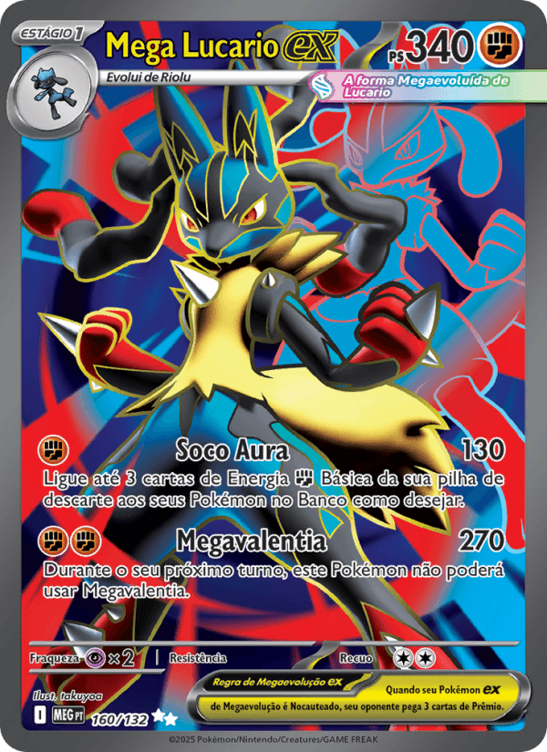 Mega Lucario ex, carta 160 da expansão Mega Evolução