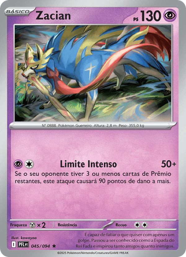 Zacian, carta 045 da expansão Fogo Fantasmagórico