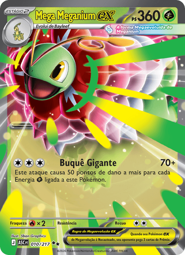Mega Meganium ex, carta 010 da expansão Heróis Excelsos