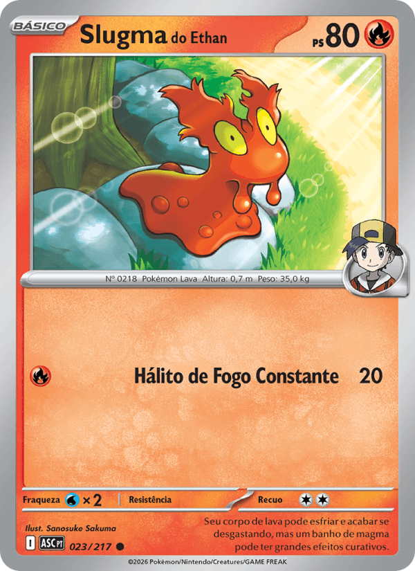 Slugma do Ethan, carta 023 da expansão Heróis Excelsos