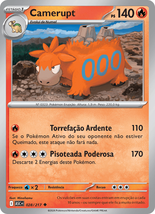 Camerupt, carta 028 da expansão Heróis Excelsos