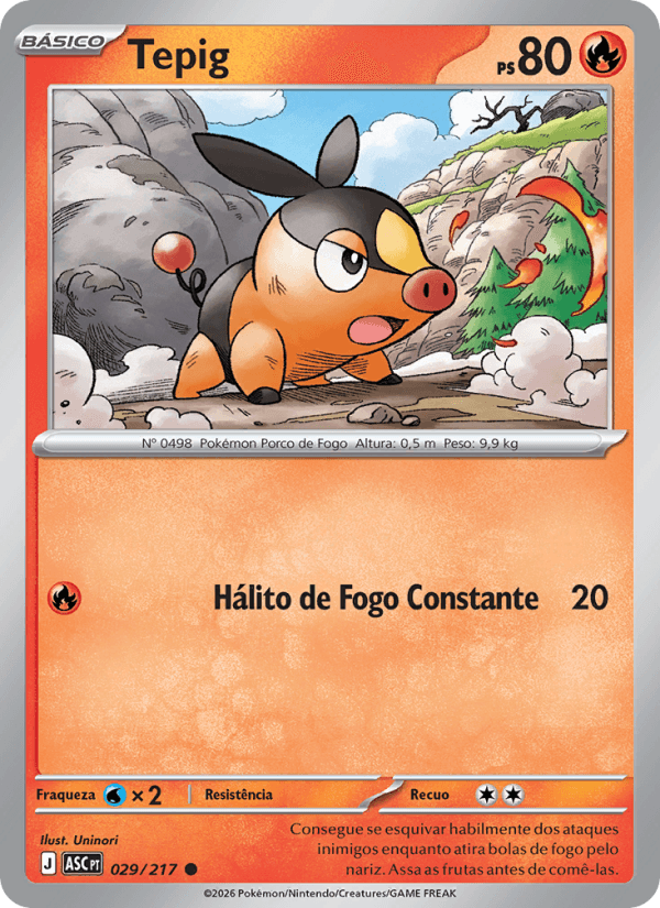 Tepig, carta 029 da expansão Heróis Excelsos