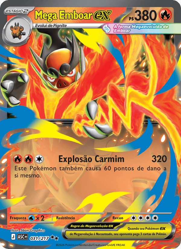 Mega Emboar ex, carta 031 da expansão Heróis Excelsos