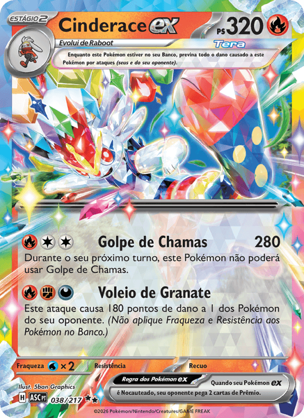Cinderace ex, carta 038 da expansão Heróis Excelsos
