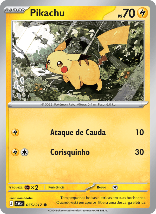 Pikachu, carta 055 da expansão Heróis Excelsos