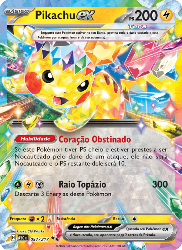 Pikachu ex, carta 057 da expansão Heróis Excelsos