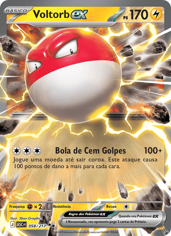 Voltorb ex, carta 058 da expansão Heróis Excelsos