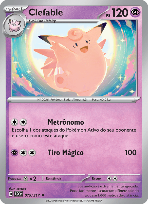 Clefable, carta 075 da expansão Heróis Excelsos